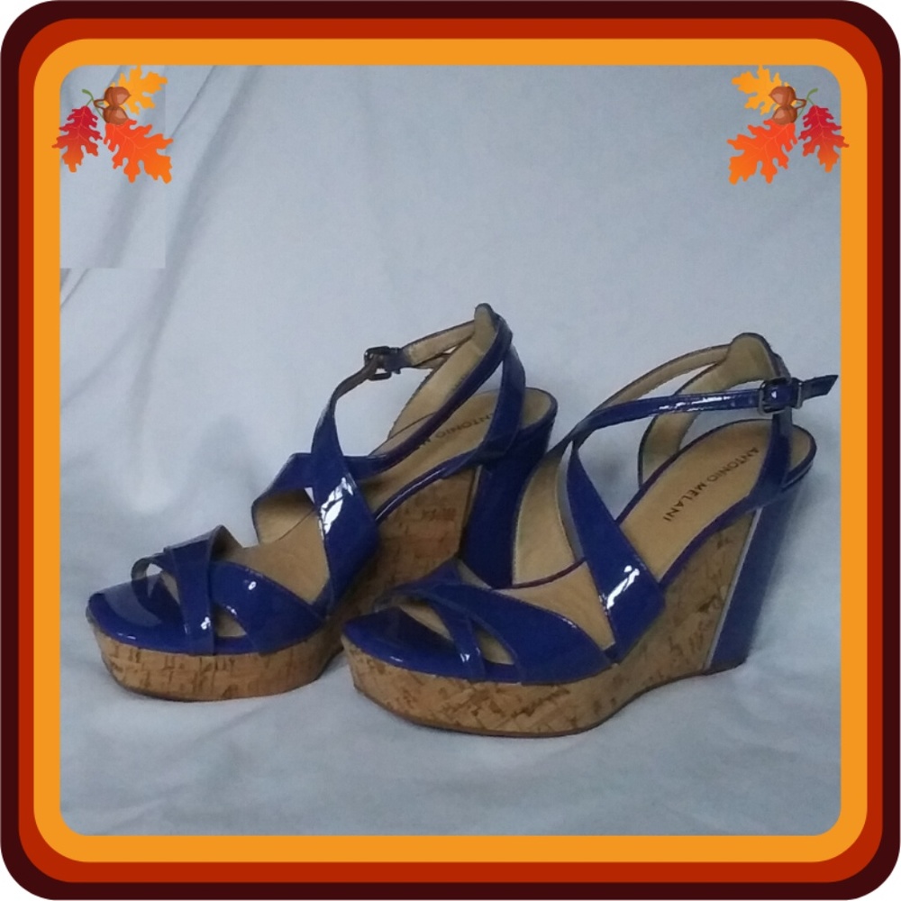 Antonio Melani Sydniee Blue Strappy Wedge Sandals